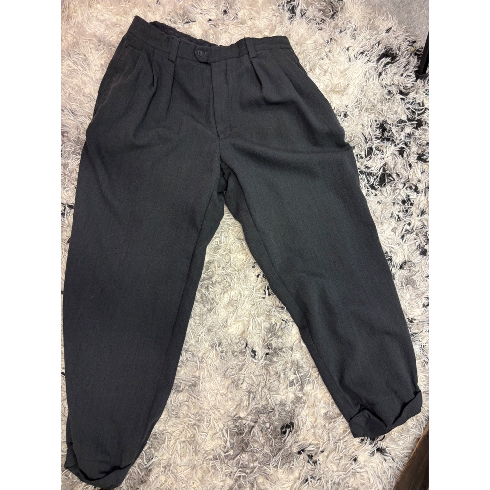 Nordstrom Natural Style small‎ Pleated Trousers Charcoal Gray Relaxed Fit Pants